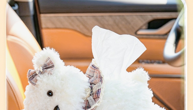 Creative and cute plush car tissue bag, hanging tissue box for car, plush hanging tissue bag