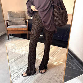 2025显瘦一绝豹纹印花针织垂垂裤春秋季超模腿神裤