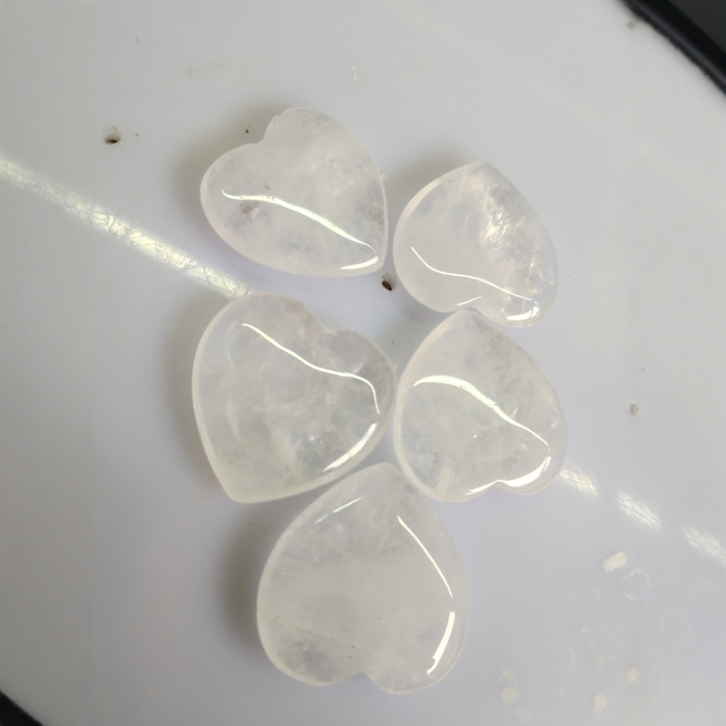 1451-天然水晶石25*6mm無孔愛ハート型石置物半宝石桃心diyアクセサリー|undefined