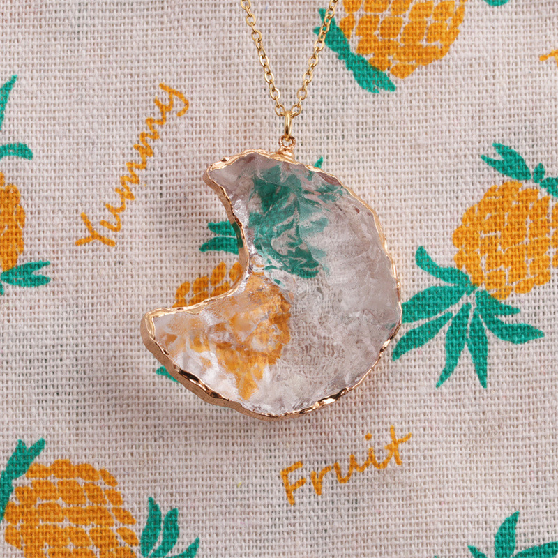 wholesale jewelry irregular heart moon pendant stainless steel necklace nihaojewelry