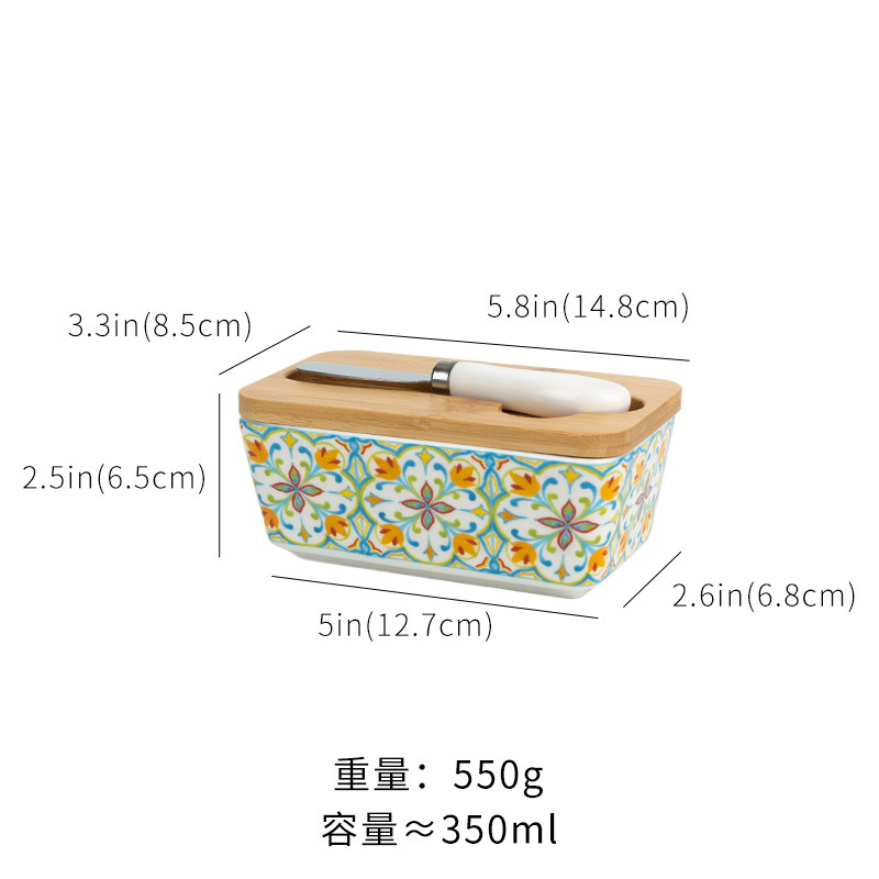 クロスボーダー卸売セラミックバターボックス収納ボックス蓋付きヨーロッパ家庭用チーズ密封野菜室キッチン収納ボックス|undefined