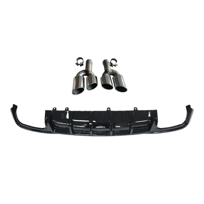 Big Surrounded Modified S7 Blade Rear Lip - blade-style-glossy-black-rear-lip-integrated-silver-tail-throat
