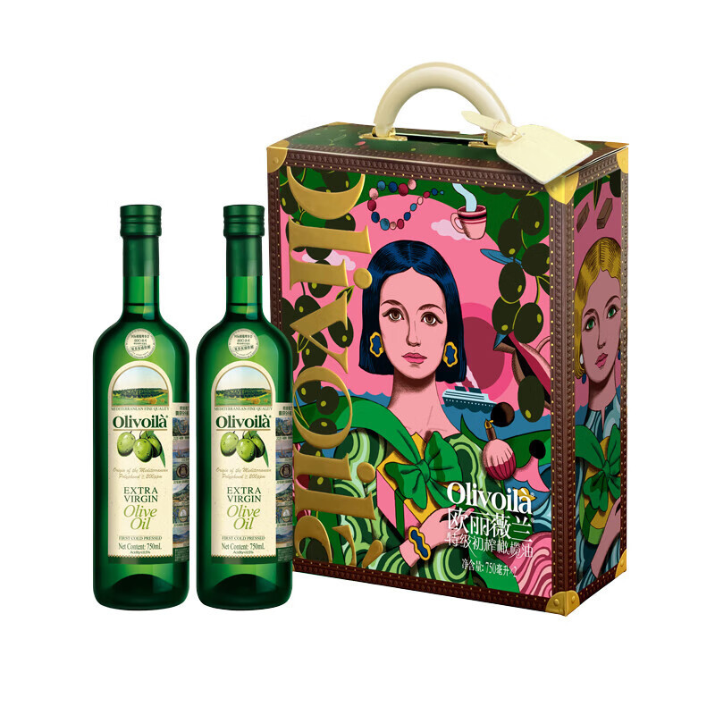 欧丽薇兰特级初榨橄榄油750ml*2瓶插画版礼盒 节日礼品福利团购食|undefined