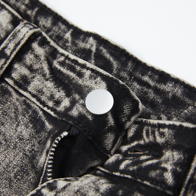 Men's High Street Snow Wash Jeans Gradient Faded Distressed Straight Leg American Denim_viptrois.com