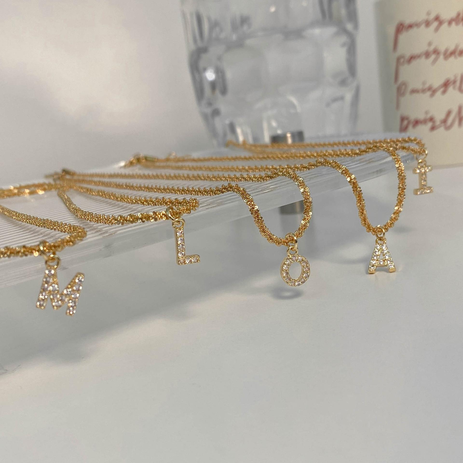 10g Weight Zircon Inlay Material Pendant Necklace Classification 1 Piece Quantity Holiday, Daily Occasion Titanium Steel Material Letter Pattern Women's Gender Plating, Inlay Design Simple Style, Classic Style Style Simple Style Classic Style Letter Titanium Steel Plating Inlay Zircon Pendant Necklace 3