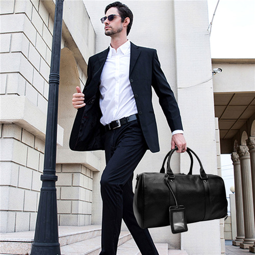 Men's genuine leather travel bag black gym bag with shoe position waterproof handbag first layer cowhide crossbody bag shoulder bag