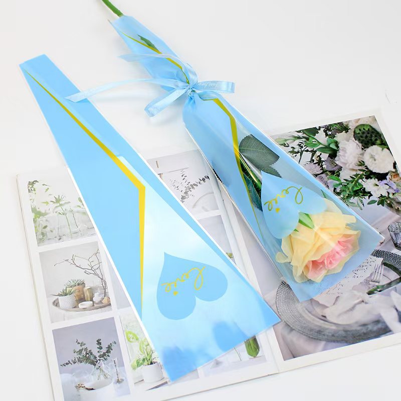 Día del maestro corona sola bolsa Rosa bolsa de embalaje ramo triángulo bolsa tienda de flores flor floral material de embalaje al por mayor