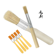 Small brush with round wooden handle, small brush, painting brush, barbecue brush, pig bristle brush