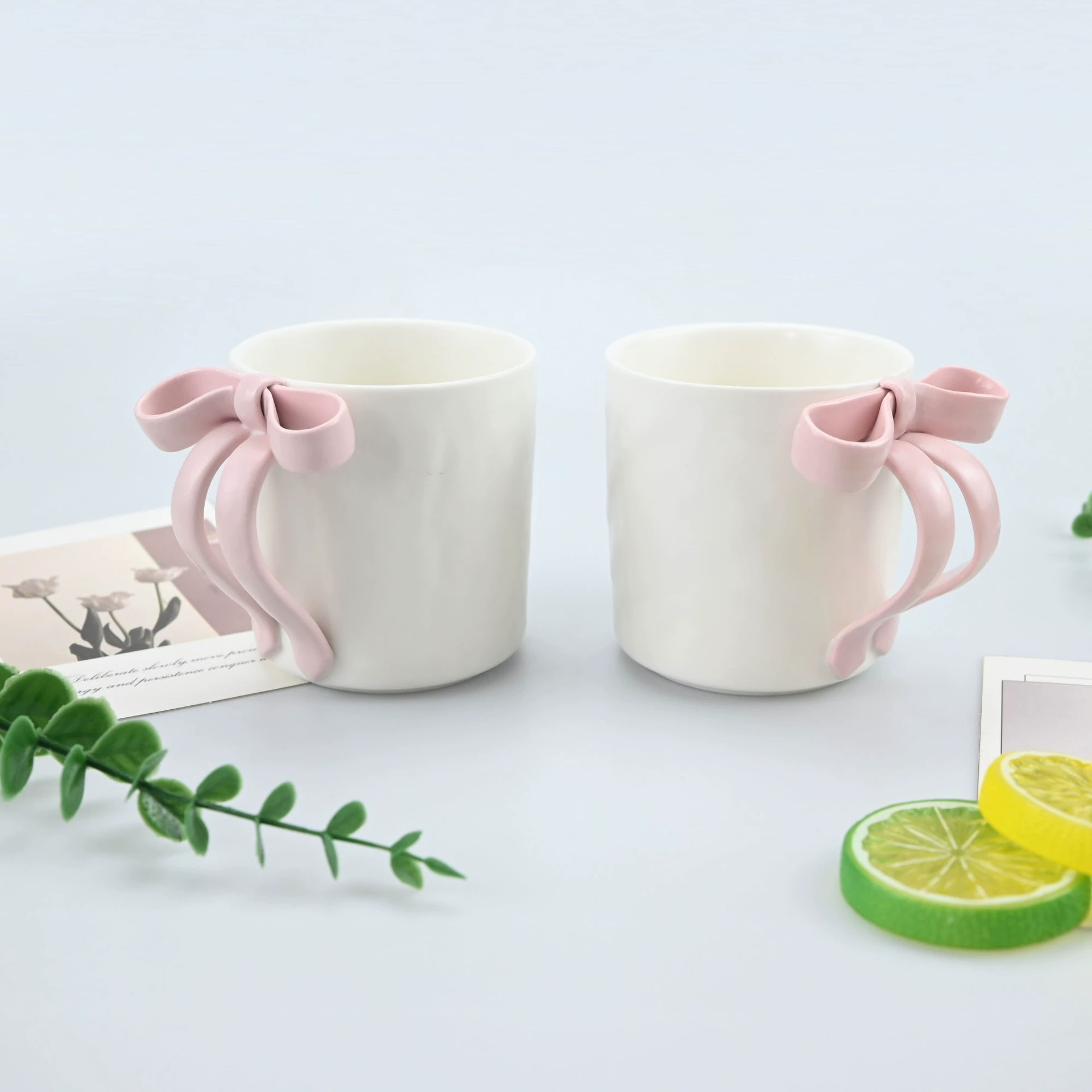 New three-dimensional bow shape ceramic cup mug ins high-looking drinking couple coffee cup exquisite