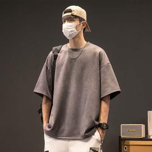 Men's Summer Short Sleeve T-Shirt, Korean Style Trendy Simple Half-Sleeve Top, Hong Kong Style Loose Casual Streetwear Brand T-Shirt