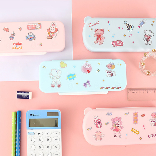 Morandi Color Cute Stationery Box Primary School Pencil Box Storage Pen Bag Student High-Looking Pen Box Wholesale