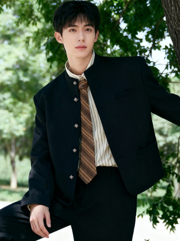 New Chinese-Style Stand-Collar Jacket, Traditional Chinese Style Tang Suit, Engagement and Wedding Men's Casual Handsome Style Suit Jacket, Zhongshan Suit