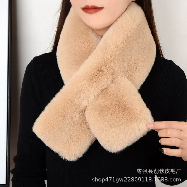 Flat Plush Scarf Imitation Rex Rabbit Hair Fashion Thickened Warm Neck Scarf Classic All-match Flat Scarf