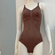 跨境爆款吊带背心三角丁字裤连体衣精美提花收腹收腰塑身连裆上衣