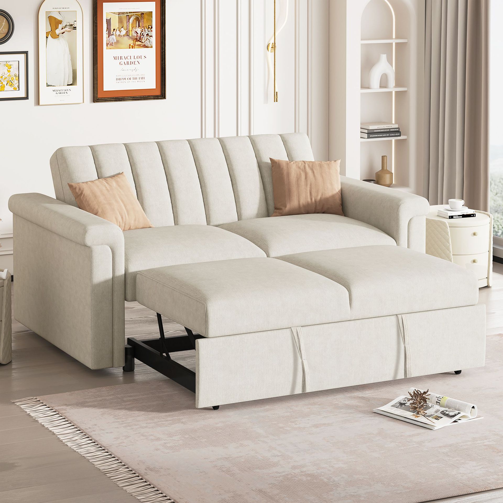 Sofá cama, sala de estar plegable, apartamento pequeño, multifuncional, simple, doble asiento, sofá cama deslizante, doble propósito image 5