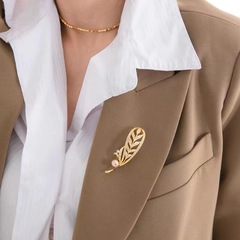 韓版水鑽羽毛胸針珍珠大氣葉子胸花禮物別針