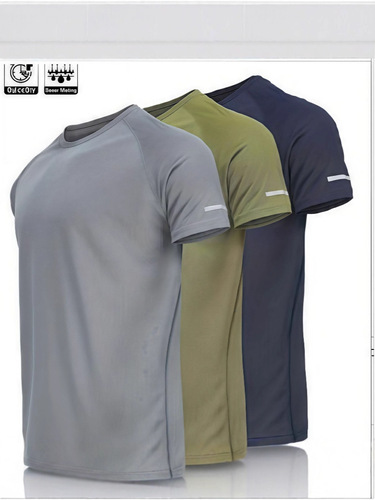 Cross-border European code multi-piece men's short-sleeved sports T-shirt quick-drying running blue football training fitness casual clothes