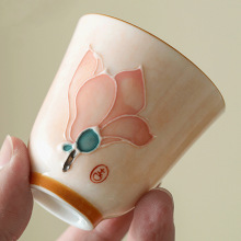 手绘满彩粉彩女士高颜值主人杯陶瓷釉下彩茶杯家用品茗杯个人专用