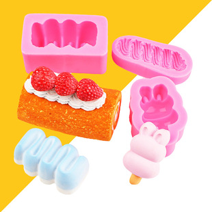 Swiss Roll Strawberry Cream Decorating Silicone Mold Rabbit Ice Cream Pinch Nie Le Mold Handmade Material Decoration