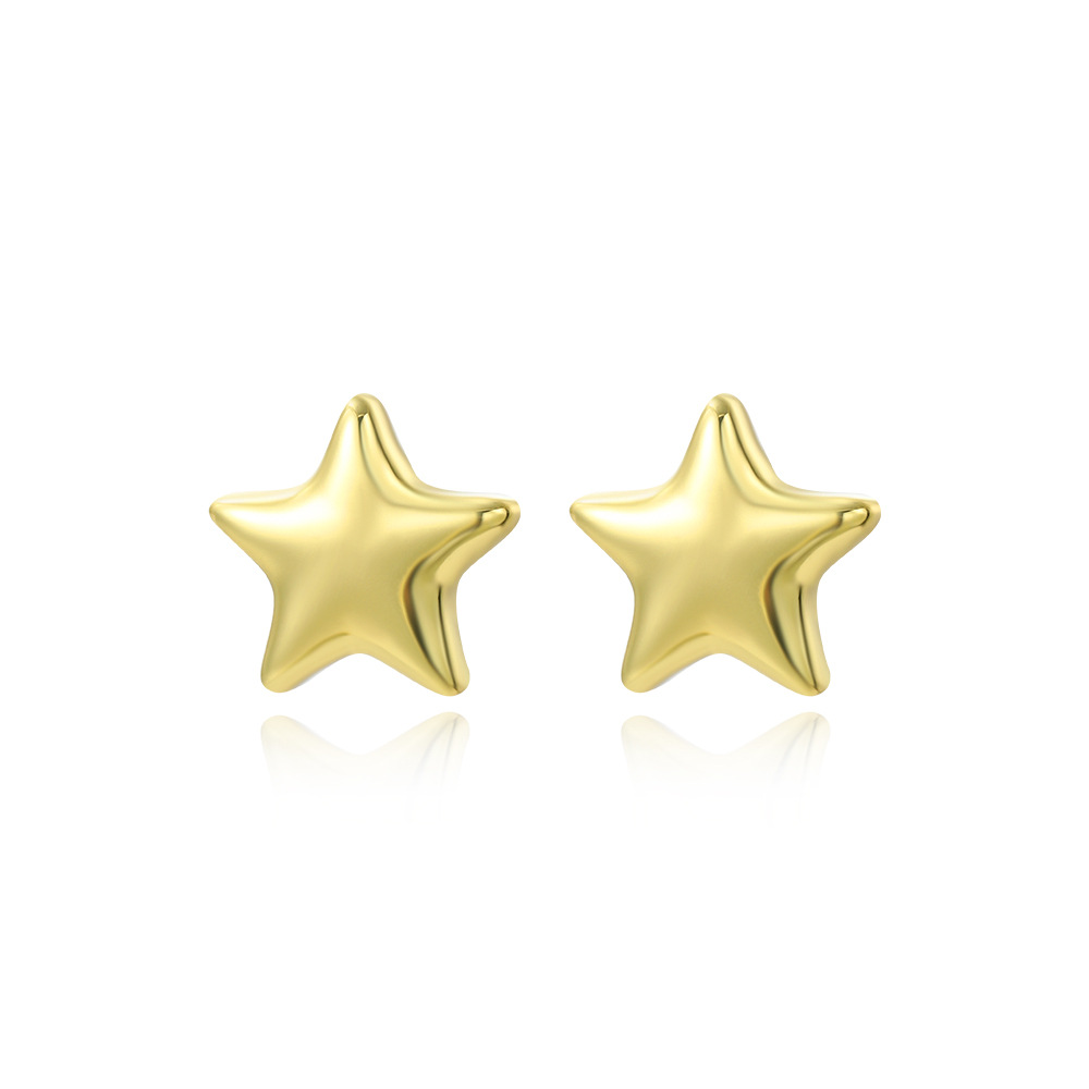 Copper Material 1 Pair Simple Style Star Plating Copper Gold Plated Ear Studs