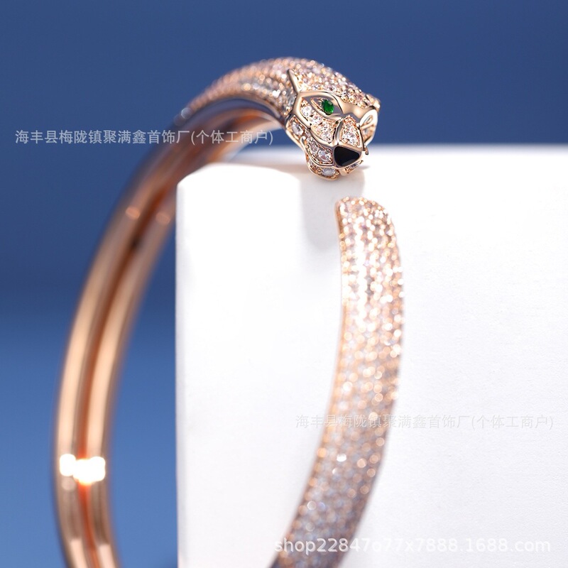 High-End Cartier Leopard Bracelet with Diamonds, Classic Platinum and Rose Gold Diamond-Studded Bracelet, Cnc Precision Craftsmanship Jewelry Factory High-End Cartier Leopard Bracelet with Diamonds, Classic Platinum and Rose Gold Diamond-Studded Bracelet, Cnc Precision Craftsmanship Jewelry Factory