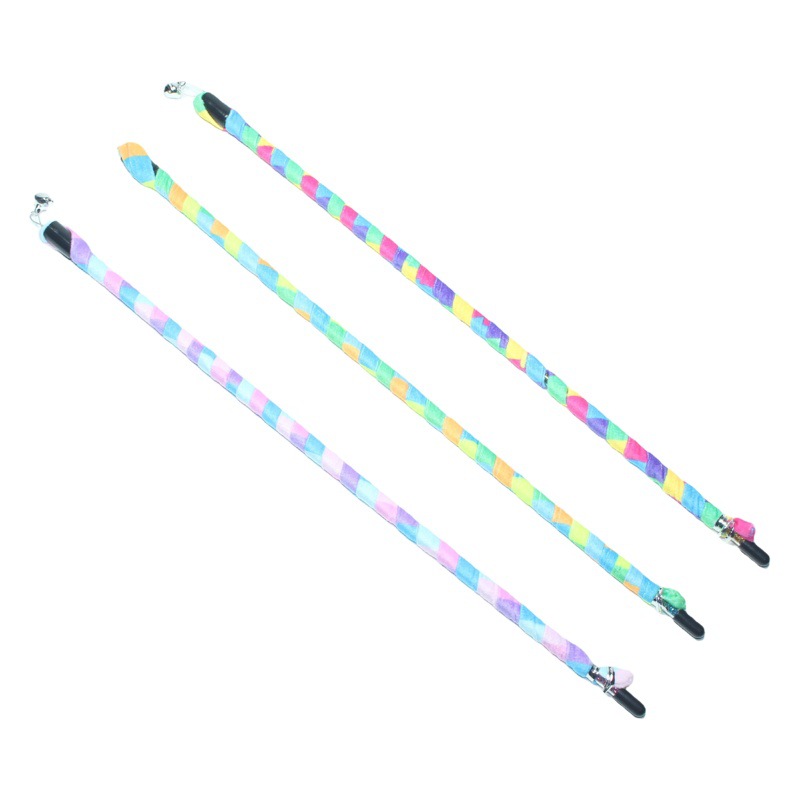 Juguetes para gatos, tiras de tela de colores, palos para gatos divertidos, campanas de impresión fresca, gatos, arcoíris, juguetes para gatos divertidos
