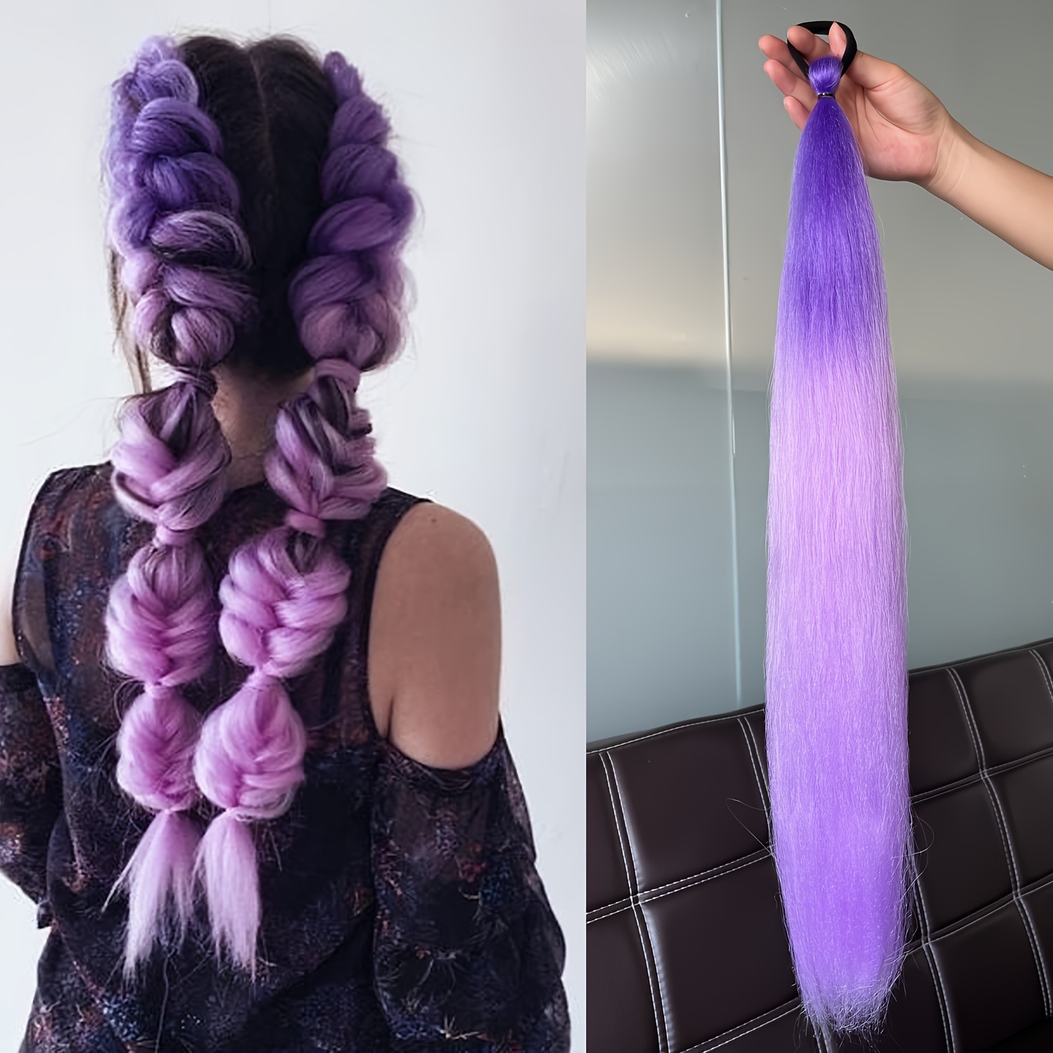 2 piezas de paquete de niños niñas pelucas de cola de caballo elásticas de boxeo trenzas de cuerda elástica de color trenzas de cabello extensiones de pelo