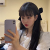 Black hairgrip with bow, hairpins, ponytail, hair accessory, Japanese and Korean