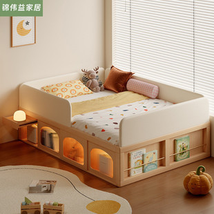 Matchbox Half-Height Bed Children's Bed for Boys and Girls Storage High Box Bed French Cream Style All Solid Wood Bed