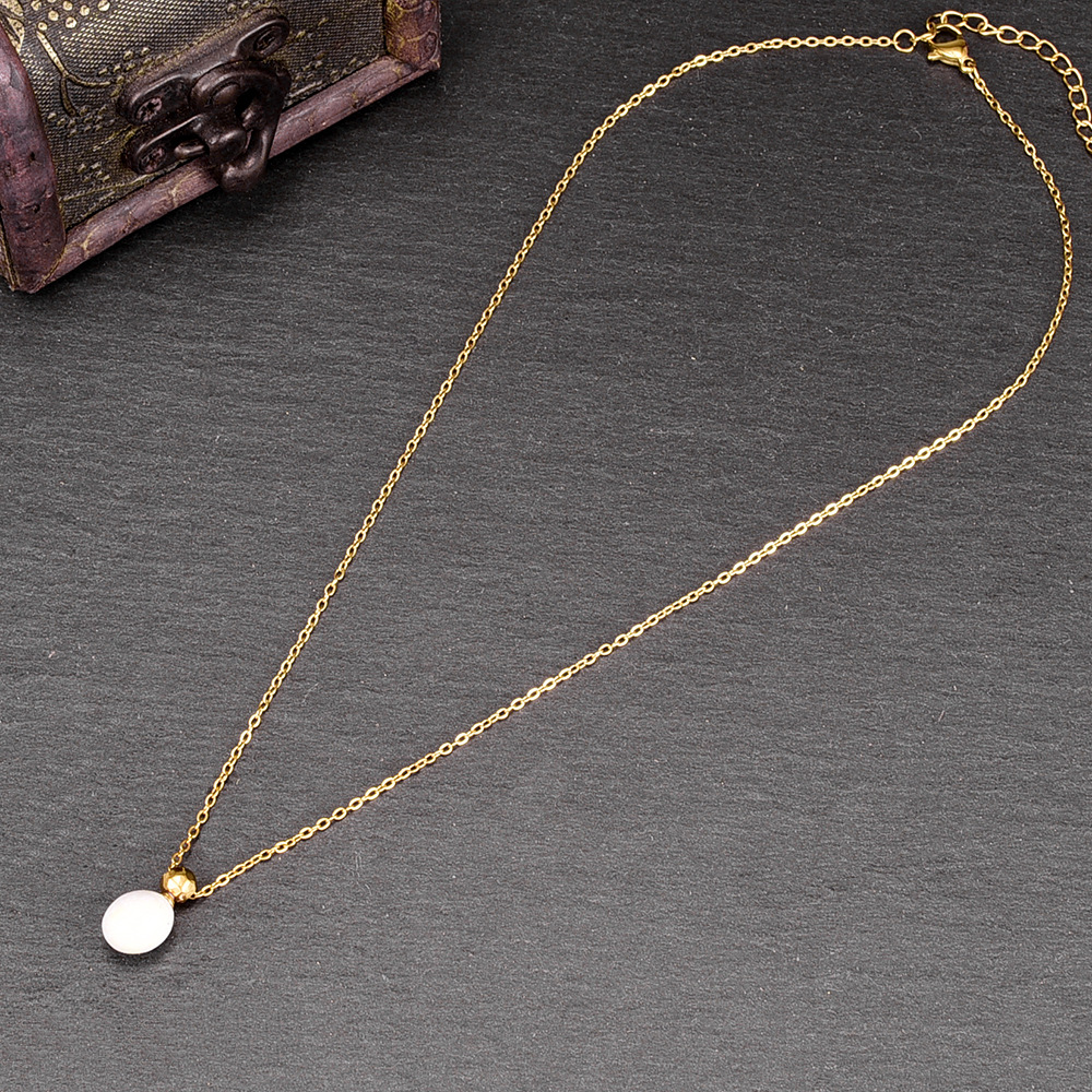 Mode Vintage Style Bouteille De Parfum Perle Pendentif Titane Acier 18k Or Placage Collier display picture 2