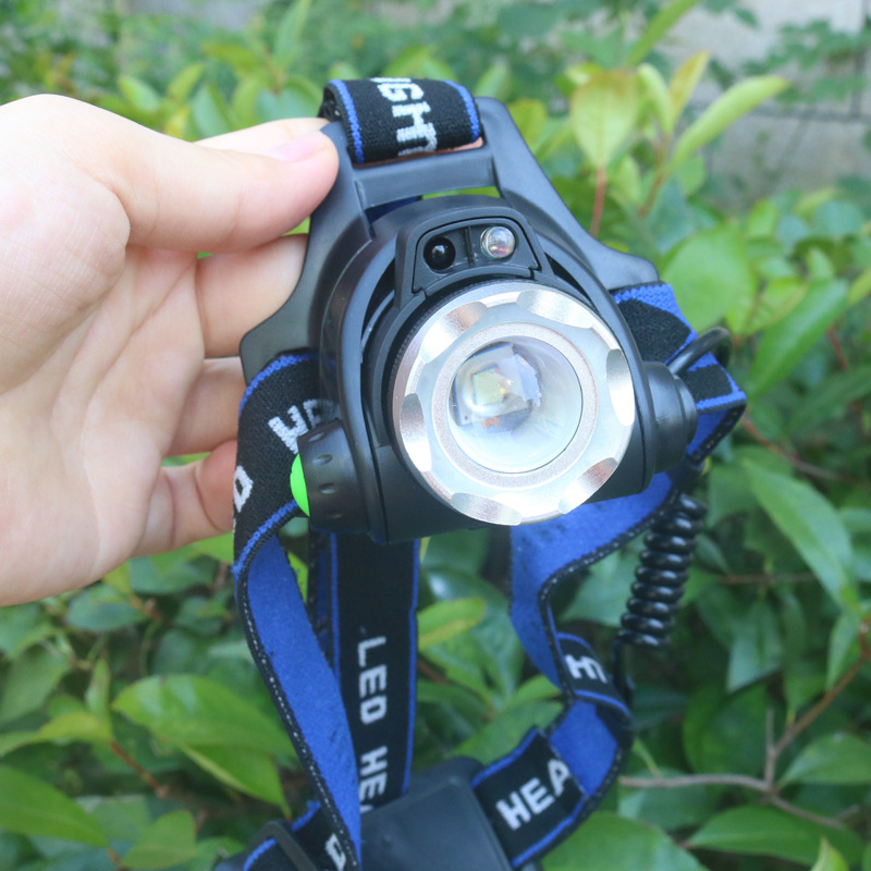 L2绿光头灯 V9伸缩变焦挥手感应USB充电18650可更换锂电池铝合金