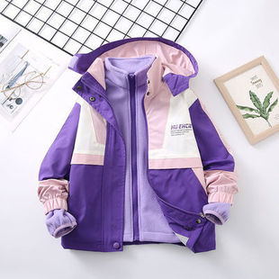 Girls' winter jacket 2022 new western style winter clothes girls' three-in-one detachable thick children's fleece jacket