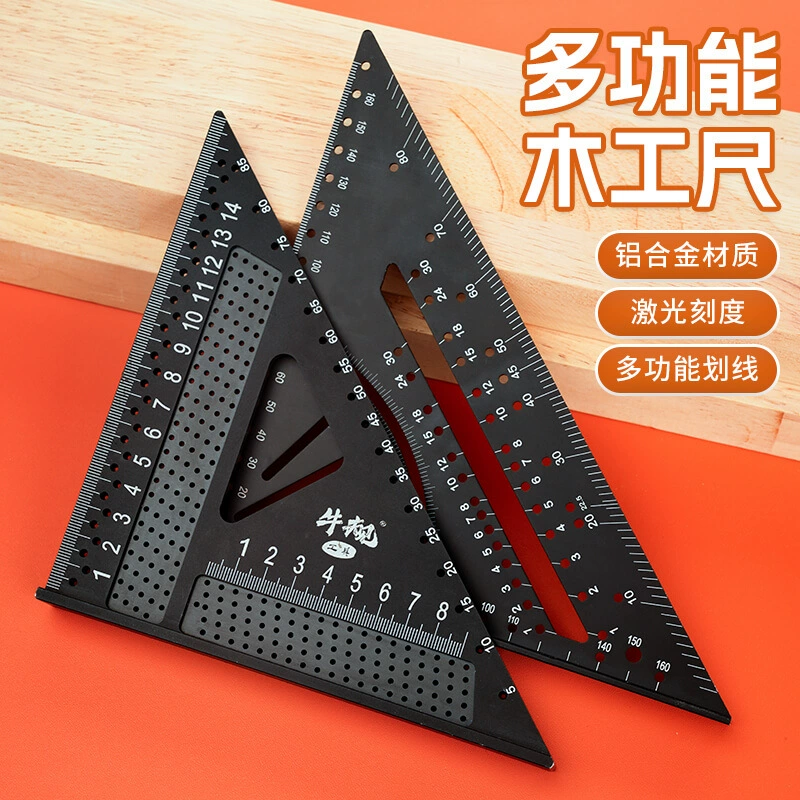 Коровий инструмент для деревообработки треугольная линейка мм см отверстие многофункциональный 90 градусов прямоугольная линейка 45 градусов угловая линейка высокая точность