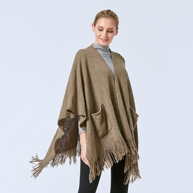 Women's Shawl with Pockets for Air-Conditioned Rooms, European and American Office Style, Multi-Purpose Warm Shawl, in Stock for Direct Supply