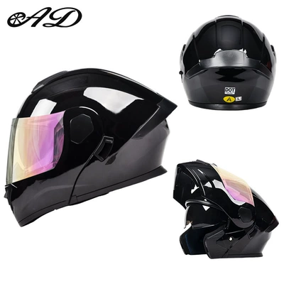 Motosiklet kaskı (dəbilqə) – Certified Motorcycle Helmet for Men, Full-Face - dot3c-glossy-black-colorful-mirror-hd-mirror-m-size-55-56cm
