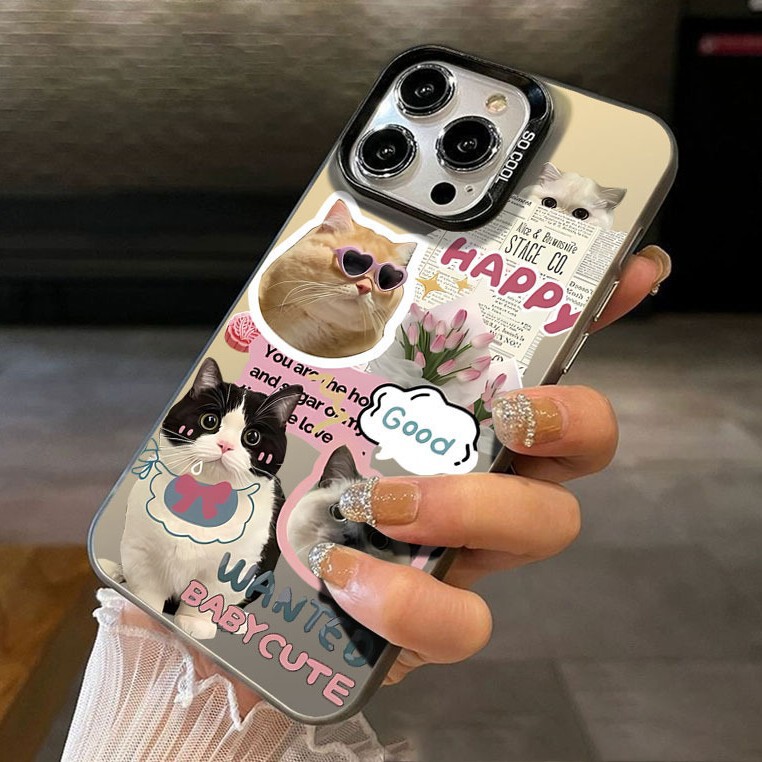 For Apple 15 16PROMAX phone case/hard 12pro 13 color silver case 15promax cute 11 cartoon