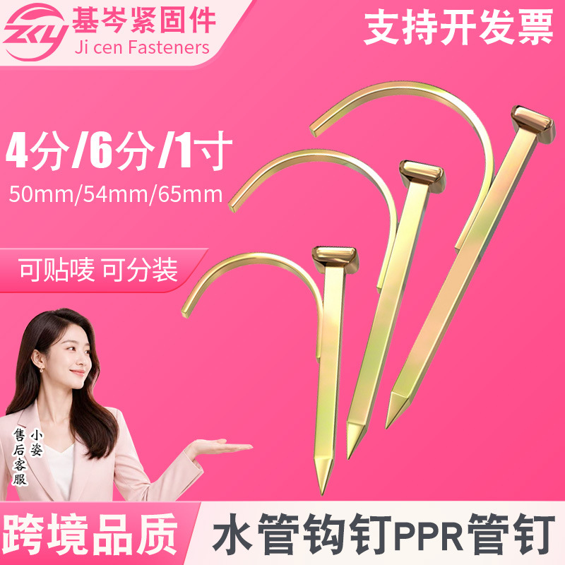 跨境品质PPR水管钩钉勾钉PVC固定钉水泥钉钢钉卡钉电线管型钉管码