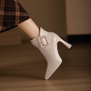 Cross-border plus size fashion short boots women 2024 autumn and winter new French fashion comfortable high-top thin heel thin boots