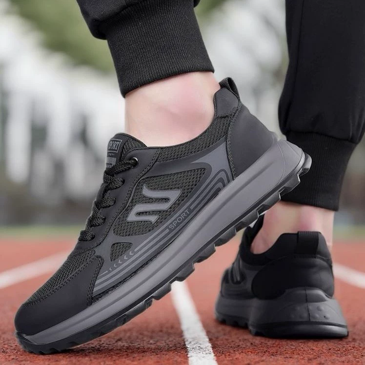 Мужская обувь, новинка 2025 года, спортивная обувь с дышащей сеткой, нескользящая мягкая подошва, кроссовки, модная повседневная обувь, туфли для папы на толстой подошве