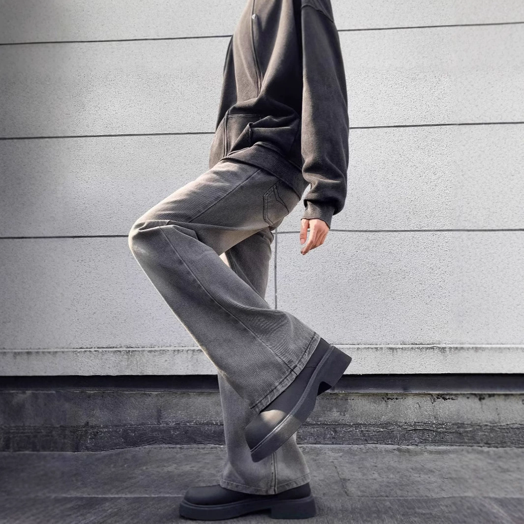 Джинсы, брюки для мужчин и женщин, oversize, свободный прямой крой