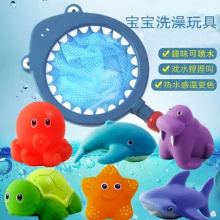 Водные игрушки для ванны: меняющие цвет животные и акула-сачок
