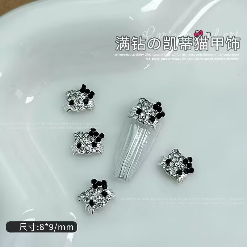 跨境美甲饰品日系卡通凯蒂猫合金系满钻可爱合金猫咪diy指甲钻饰|undefined