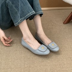 フランス式のスカートの平底の靴の女性2025新型の浅い口の小さい香りの風の金属は優しさのバレエの靴のテントウシューズを掛けます。