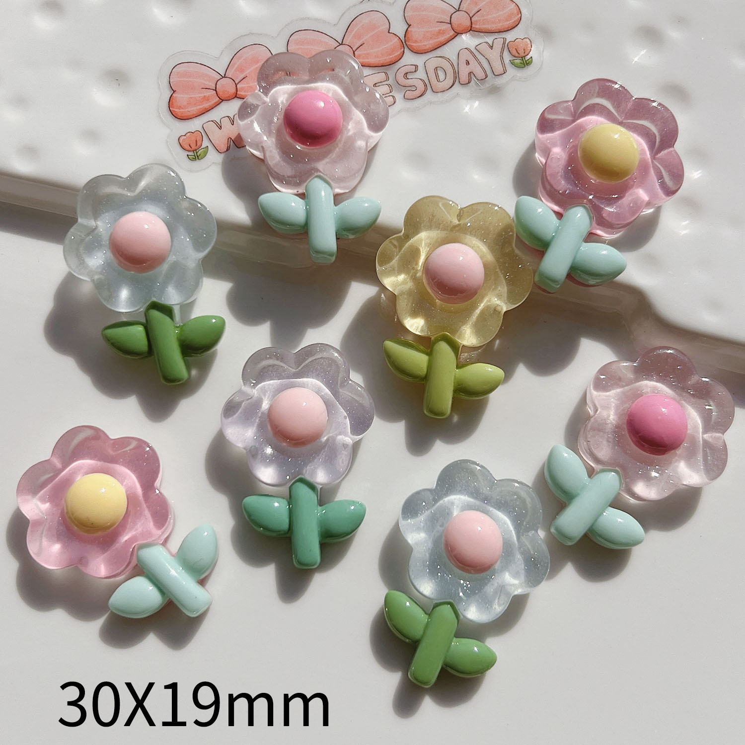 Cross border creative ice permeating sun, green leaves, flowers, diy cream gum resin accessories, handmade hair clips, shoe buckles, and hat stickers