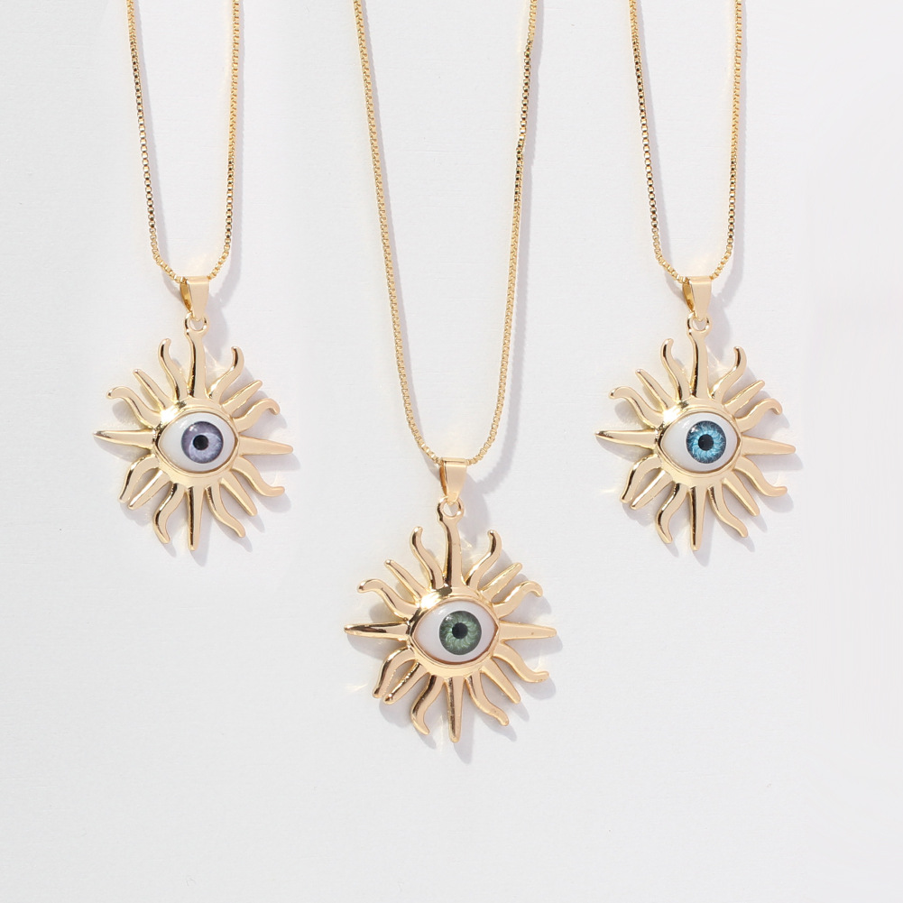 Style Fashion Personality Eye Element Necklace Sun Evil Eye Demon Eye Design Sweater Chain display picture 3