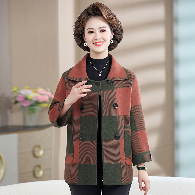 Женская одежда среднего и пожилого возраста, новый вязаный кардиган, свободный весенне-осенний Топ, пальто для мам в западном стиле, весна и осень, 50 лет