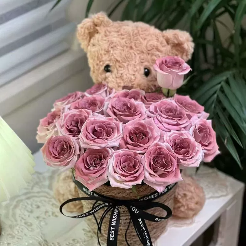 Кукла на День Святого Валентина, с маленькими медвежатами, букет, подарок на день рождения