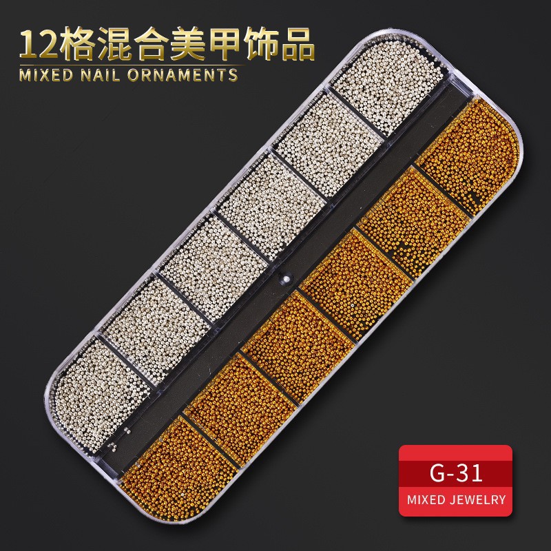 Juego completo transfronterizo de 12 compartimientos de remaches de metal, diamantes de imitación, Xingyue, piezas de concha de diamantes, accesorios para uñas, adornos para uñas