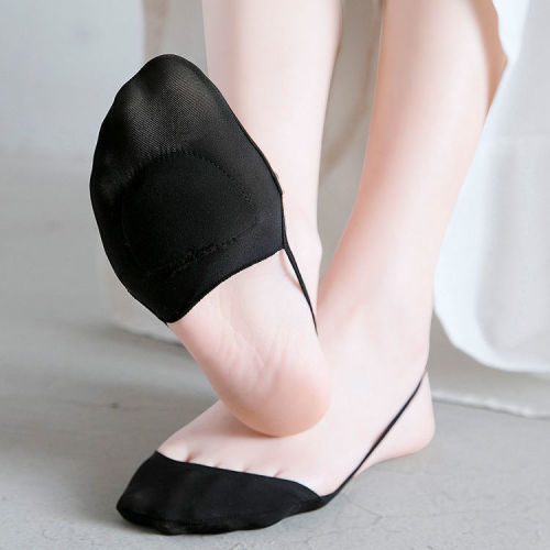 Summer thin ice silk suspender boat socks invisible socks women's shallow mouth non-slip high heels half-palm socks anti-wear sponge socks