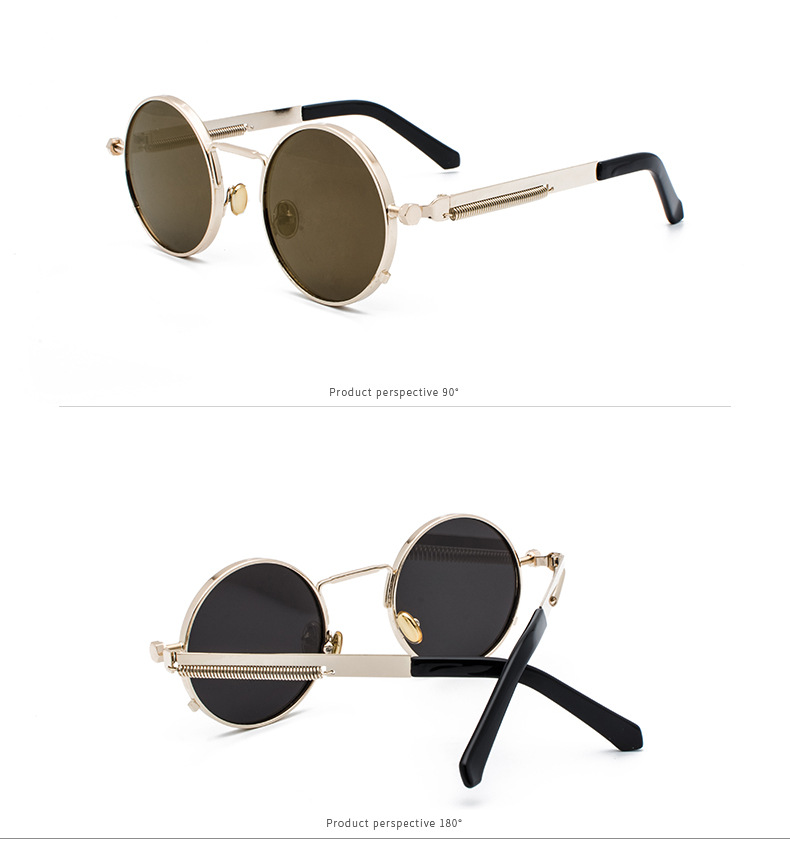 35g Weight Full Frame Glasses Structure Sunglasses Classification Ac, UV400 Protection Lens Material Round Frame Glasses Style Party, Street Occasion Solid Color Pattern All Seasons Season Men's Gender Punk, Streetwear Style Punk Streetwear Solid Color Ac UV400 Protection Round Frame Full Frame Women's Sunglasses 16